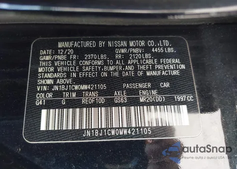 2021 Nissan Rogue Sport Sl Awd Xtronic Cvt из США, поврежденный, VIN JN1BJ1CW0MW421105